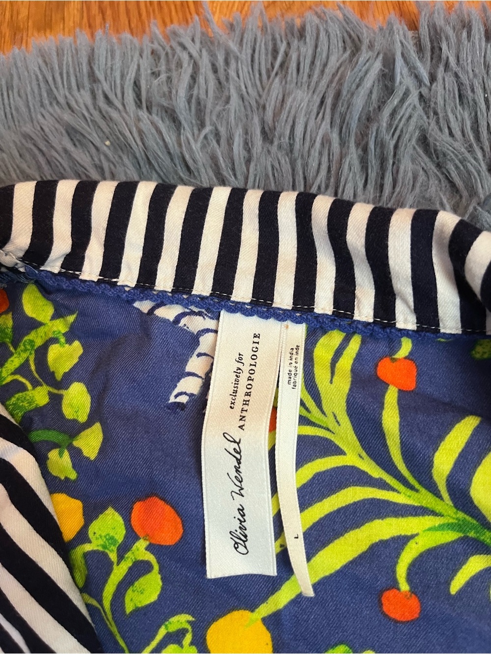 Olivia Wendel for Anthropologie Flannel Sleep PJ Pajama Top Pants Set Size L - Picture 4 of 13